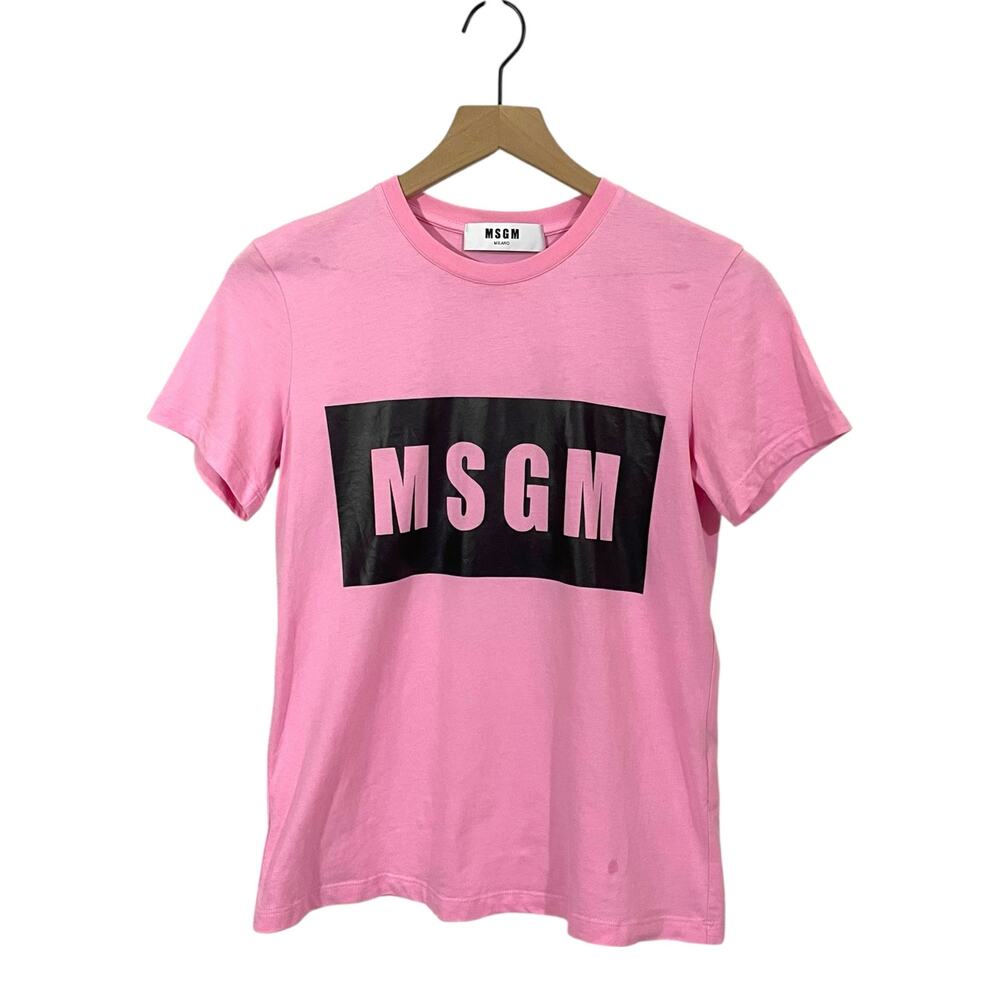 MSGM Box Logo Cotton T-Shirt - Pink - XS